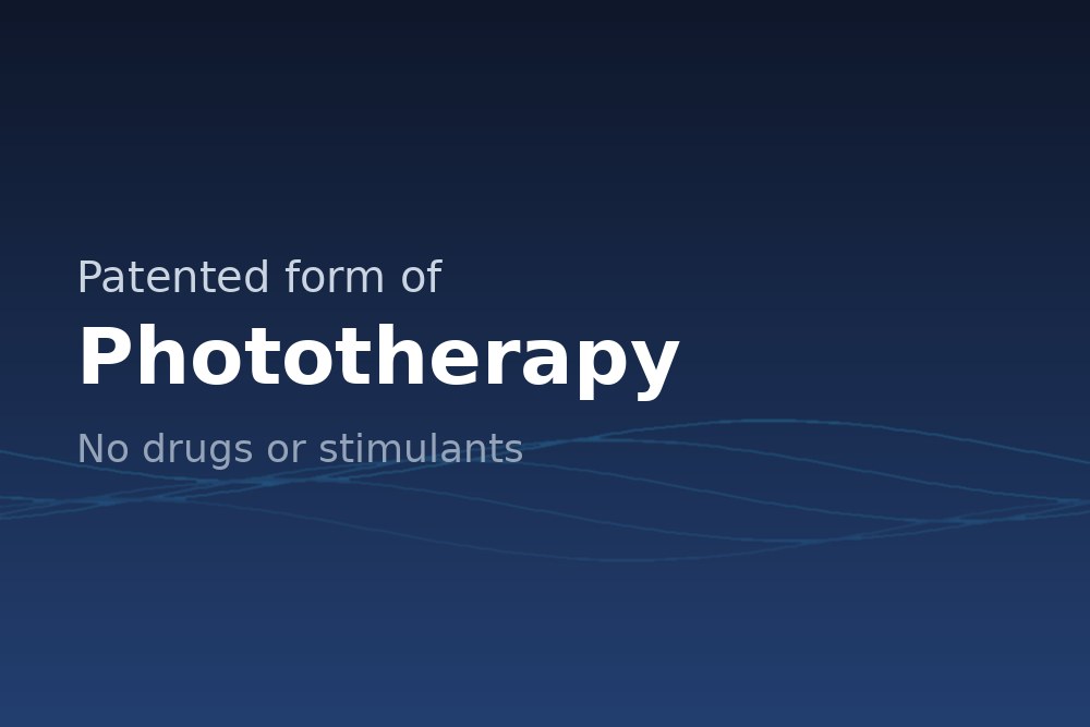 Brand card: patented form of phototherapy, no drugs or stimulants